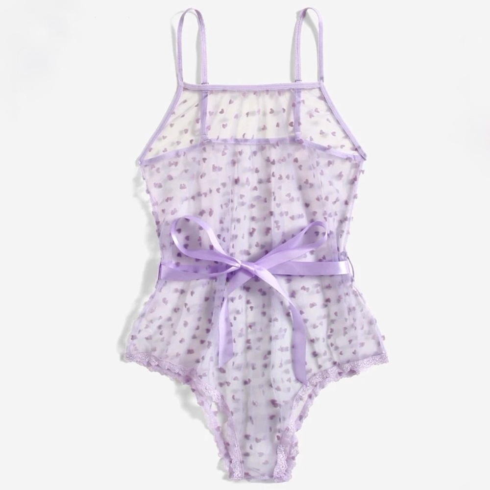 New Purple Small Heart Teddy Bodysuit